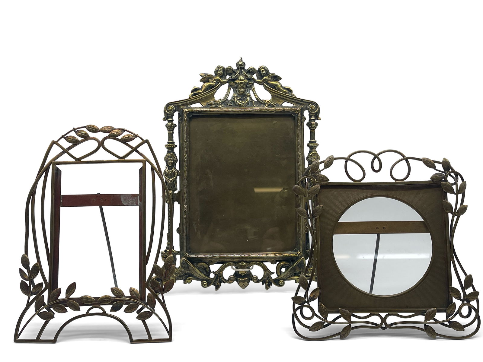 Three Victorian and Art Nouveau Brass Picture Frames (1 of 5)
