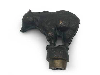 August Gaul Bronze Bear Seal Stamp: August Gaul (1869-1921). A German bronze bear figure mounted on a brass seal stamp. Signed "Gaul". 3in tall x 2-1/2in wide. | Philadelphia Metro area delivery, NYC curbside delivery, and international