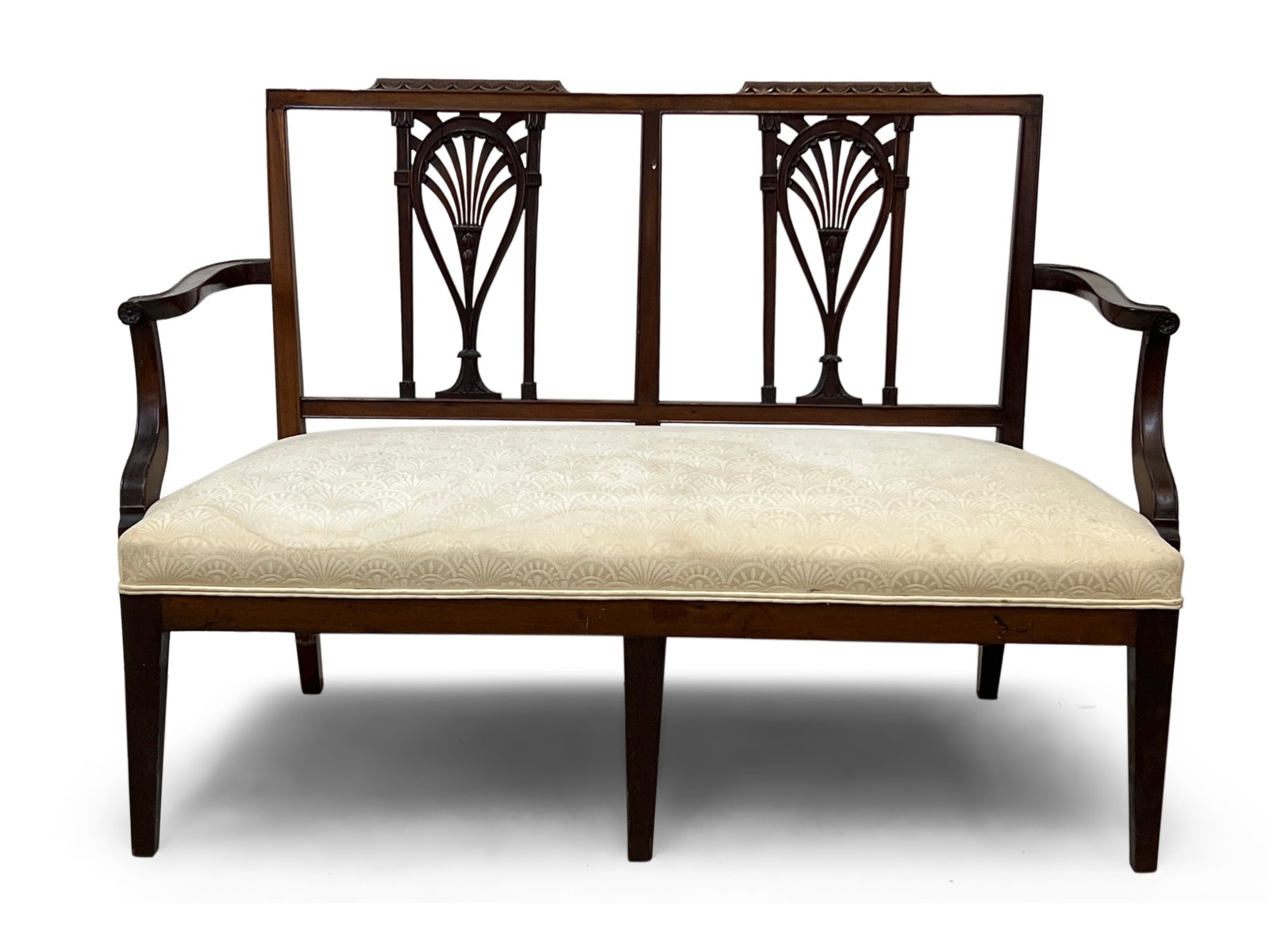 Hepplewhite-Style Carved Mahogany Settee (1 of 7)