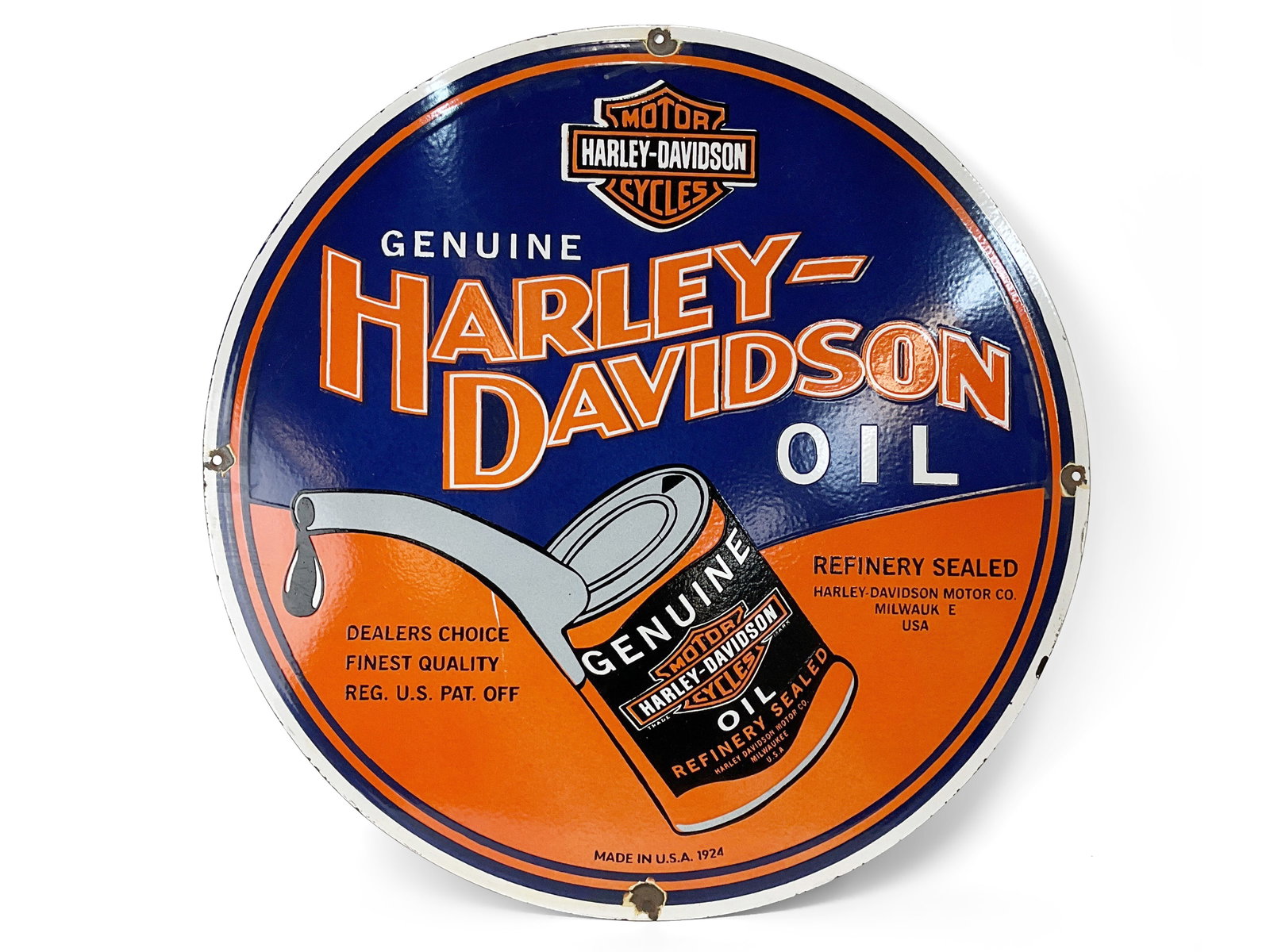 Enameled Porcelain Harley-Davidson Oil Sign (1 of 4)