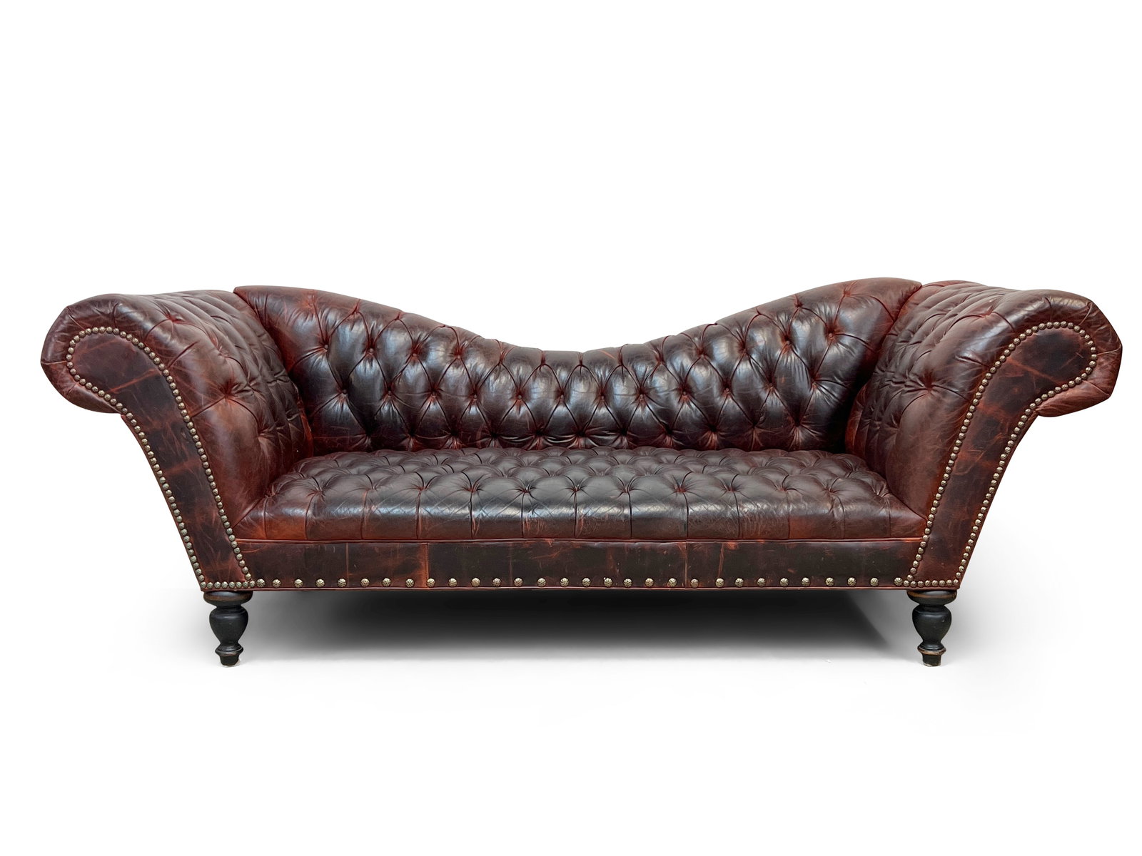Burgundy Leather Chesterfield Sofa (1 of 6)