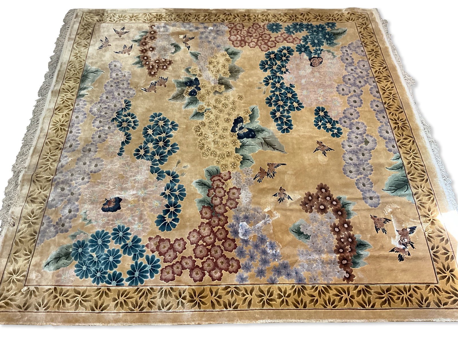 Chinese Silk Room-Size Carpet, 9ft 6in x 9ft (1 of 8)