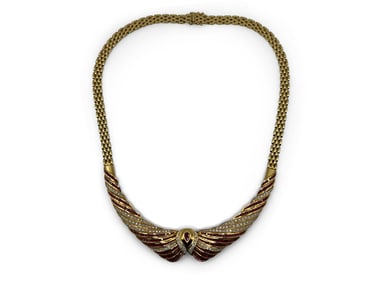 18K Gold Diamond and Ruby Necklace