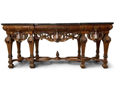Renaissance Revival Carved Marble-Top Sideboard