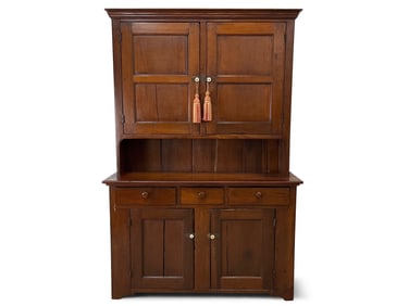 19th C. Pine Step-Back Cupboard