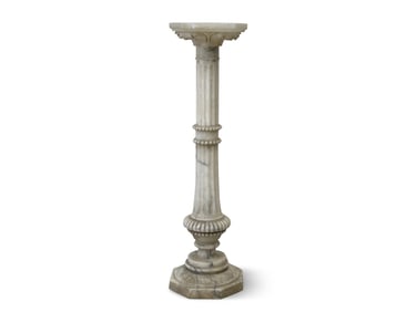 Carved and Turned Alabaster Pedestal