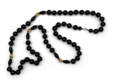 14K Yellow Gold and Black Onyx Necklace