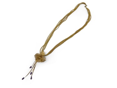 Italian 18K Gold Mesh Pendant Necklace