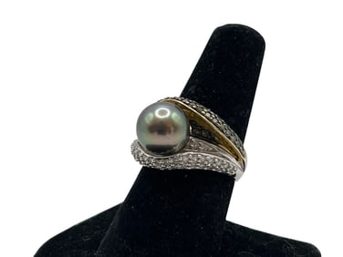 14K Pearl and Diamond Ring