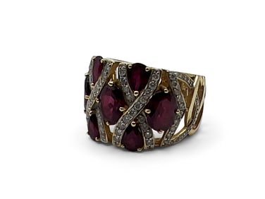14K Gold Diamond and Ruby Ring