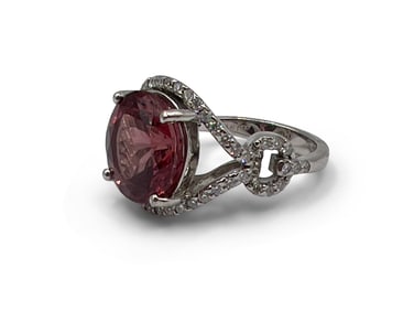 18K Red Apatite and Diamond Cocktail Ring