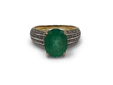 18K Ethiopian Emerald and Diamond Ring