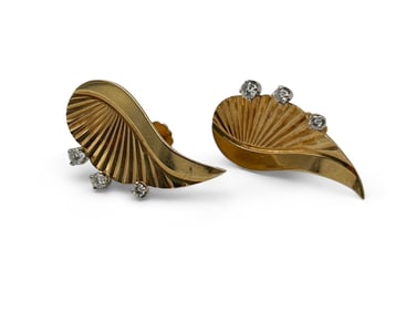 Pair of Tiffany & Co. 14K Diamond Earrings