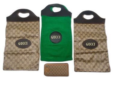 Three 1980s Gucci Shoppers and Sunglasses Case