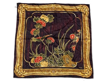 Framed Chanel Floral Silk Scarf