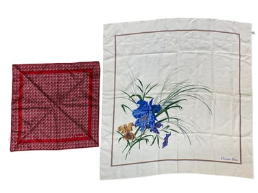 Two Christian Dior Silk Scarves