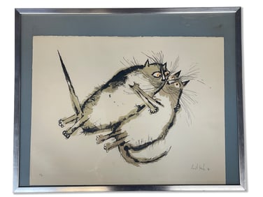 Ronald Searle. Lithograph: Cats