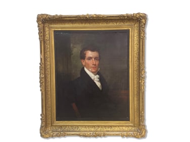 19th C. Oil/Canvas: Portrait of Gentleman