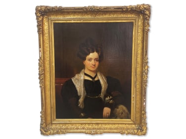 19th C. Oil/Canvas: Portrait of Woman