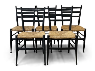 Set of Five Gio Ponti-style Chairs