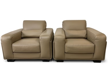Pair of Roche Bobois Leather Armchairs