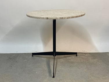 Modernist Travertine-Top Bistro Table
