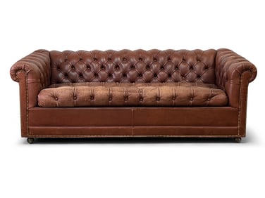 Brown Leather Chesterfield Sofa