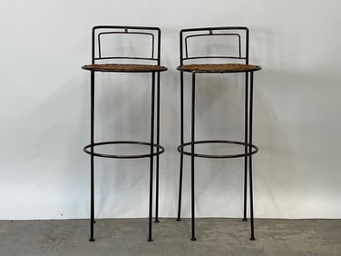 Pair of Audoux Minet-style Iron Barstools