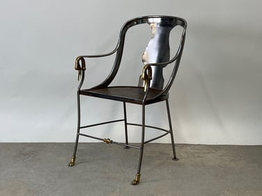 Regency-style Steel and Brass Swan Armchair