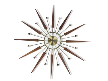 Elgin Sunburst Walnut & Brass Clock