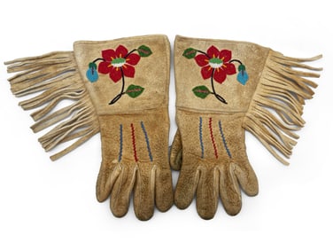 Native American Suede Beaded Gauntlet Gloves