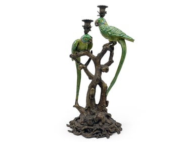Castillian Imports Bronze Parrot Candelabra