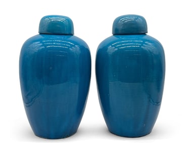 Chinese Turquoise Lidded Ginger Jars