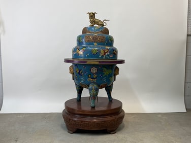 Monumental Chinese Cloisonné Enameled Censer