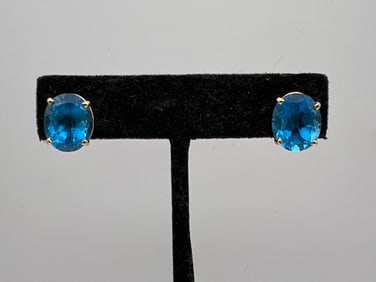 Pair of 14K Blue Topaz Earrings