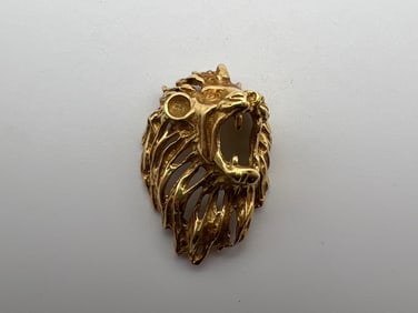 18K Yellow Gold Roaring Lion Pendant