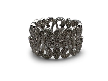 14K White Gold Diamond Filigree Ring