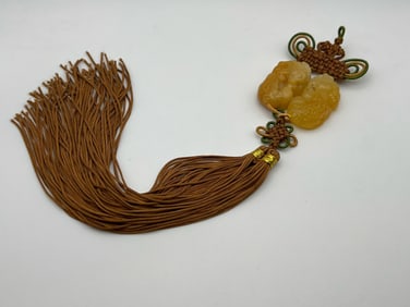 Chinese Carved Hardstone Tassel Pendant