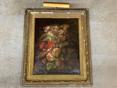 19th C. Oil/Canvas: Still Life