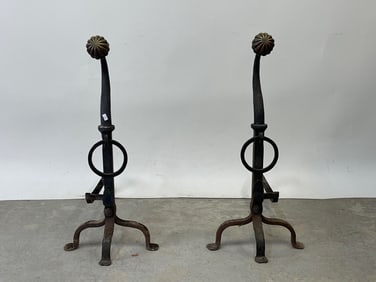 19th C. Cannon Ball Andirons