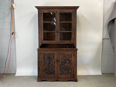 Grain-Painted Two-Part Pine Cupboard