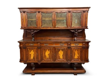 Italian Renaissance Carved and Inlaid Sideboard