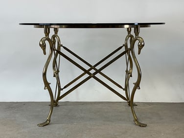 Hollywood Regency Glass-Top Swan Center Table