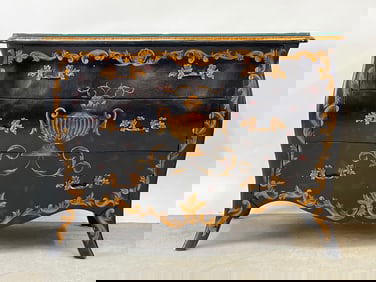 Maitland Smith Decorated Bombe Chest