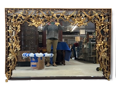 Large Chinese Gilt Lacquered Carved Mirror
