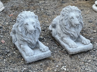 Pair of Cast Stone Garden Lions