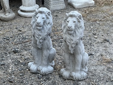 Pair of Cast Stone Garden Lions
