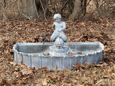 Lead Garden Fountain with Putti and Dolphin