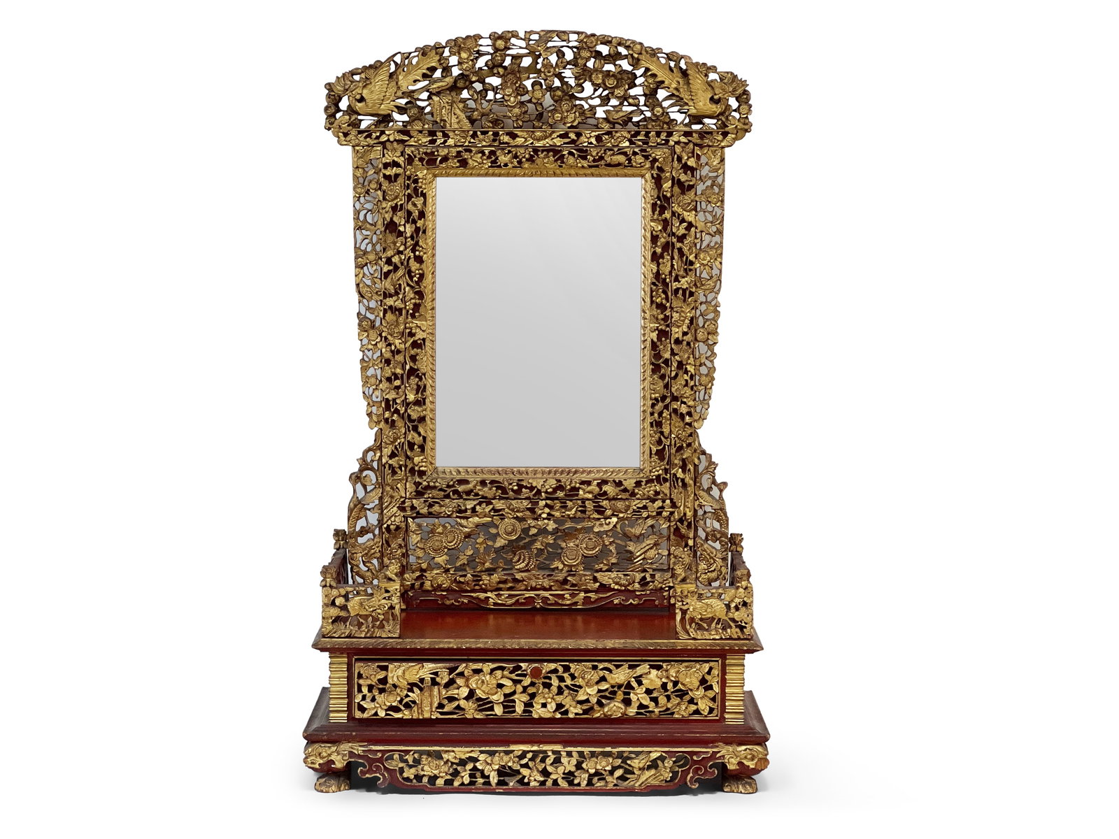 Chinese Qing Gilt-Lacquered Table Mirror Altar Cabinet (1 of 7)