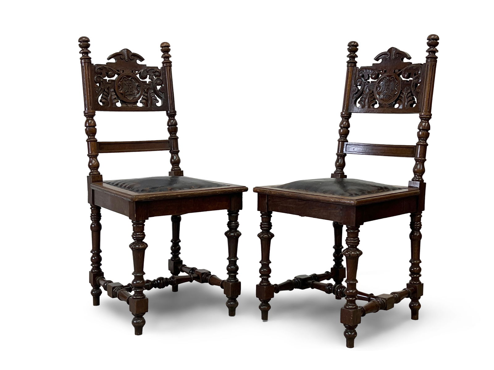 Pair of Spanish-style Carved Oak Side Chairs (1 of 5)
